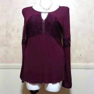 VANITY Blouse SIZE L IN A BEAUTIFUL WINE COLOR